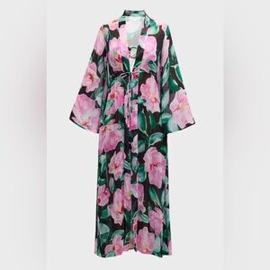 Alexander Miro Betty Floral Kimono Robe - Pink and Green